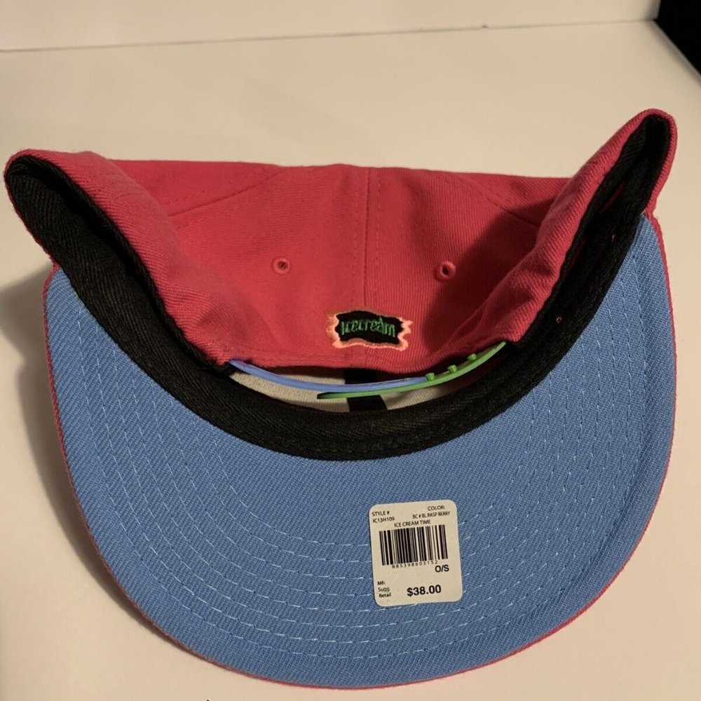Y2K Ice Cream BBC Snapback Hat Cap Pink & Blue - Picture 4 of 4